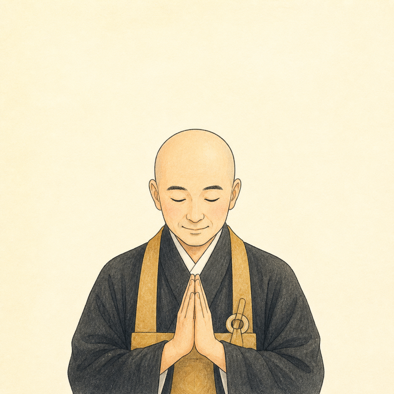 手を合わせる僧侶のイラスト